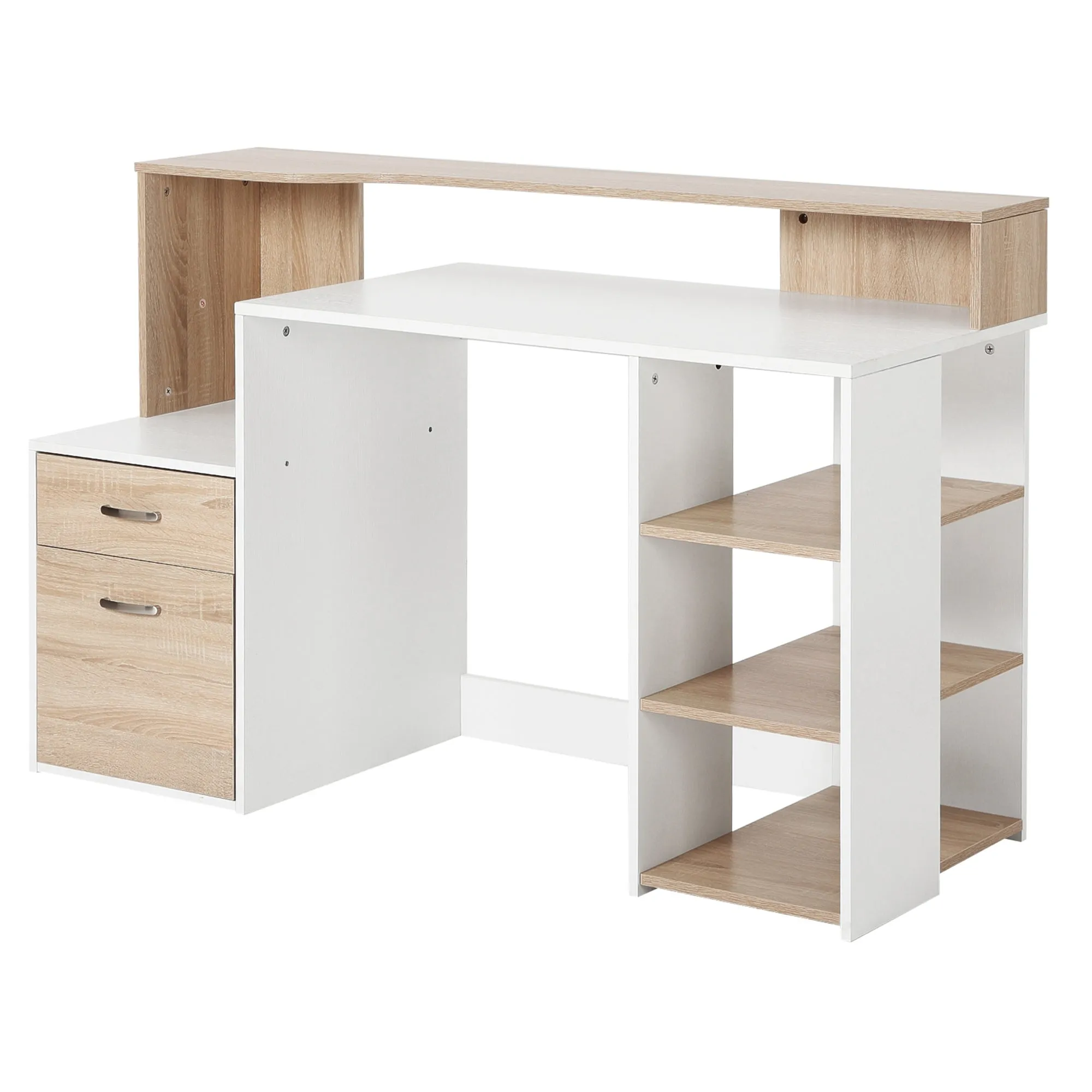 Modern Computer Desk with MDF Wood Shelves 137 x 55 x 92cm