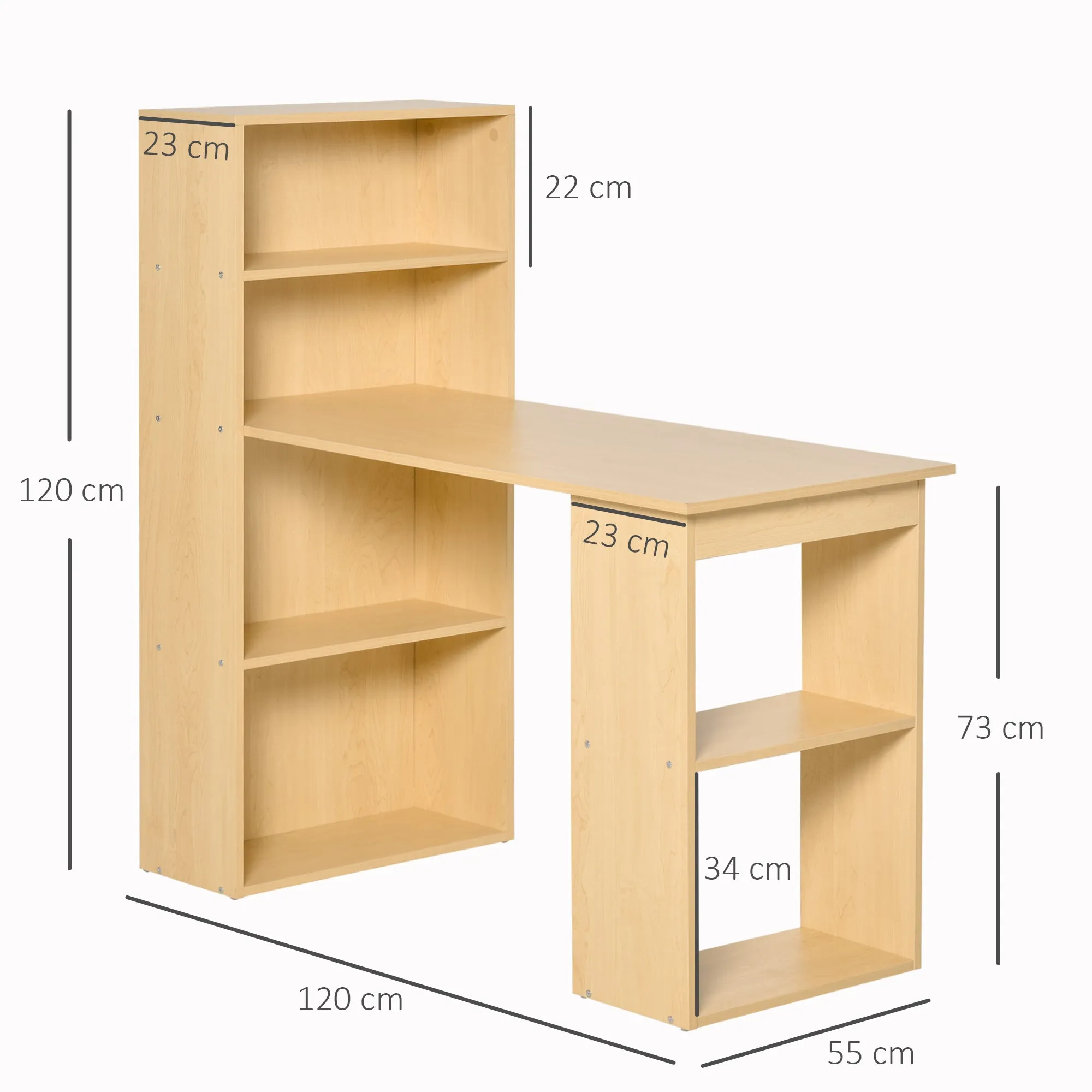 Desk Computer with Space Bookshop, Dining Table For Office and Study in Chocolate 120x55x120 cm - Image 3