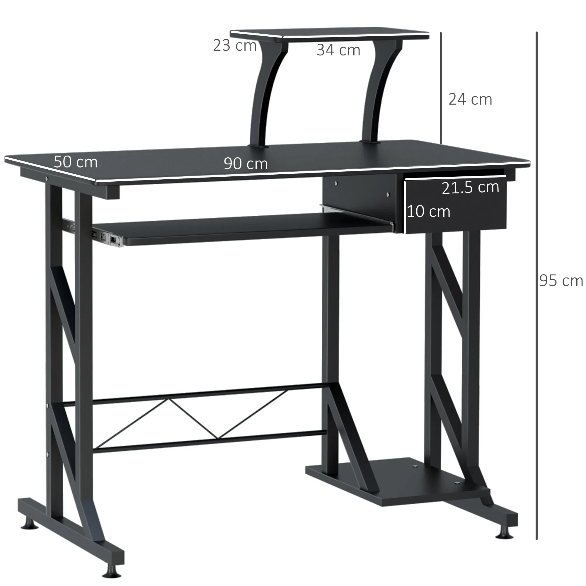 desk for computers saving in steel and wood with drawer, removable keyboard shelf - Image 3
