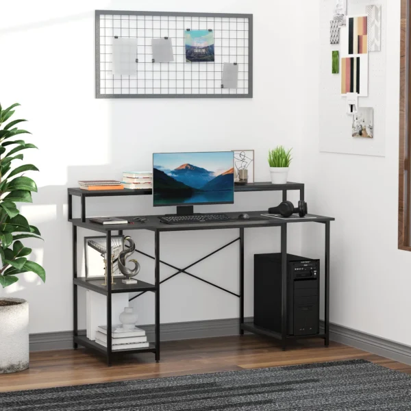 Computer Desk with Monitor and CPU Shelves, Office Desk for Home, Study ...