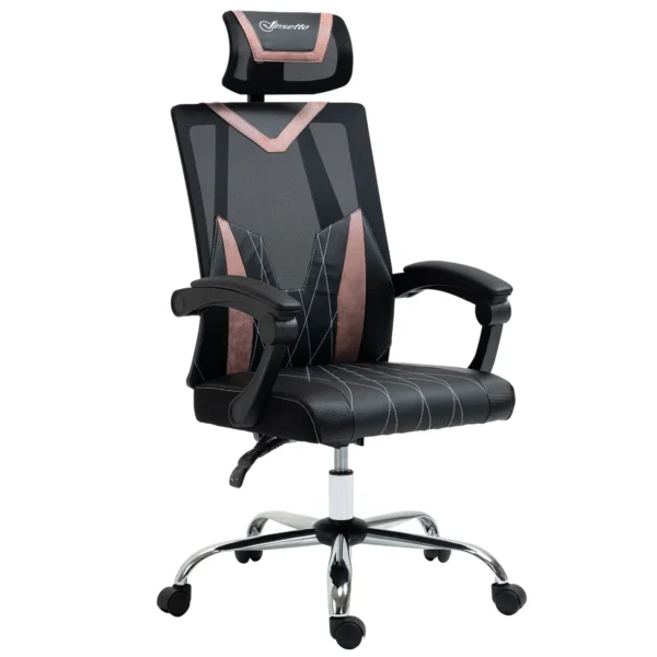 Ergonomic office chair with lumbar and cervical support, adjustable height and inclination, 58x62.5x112-120cm - black