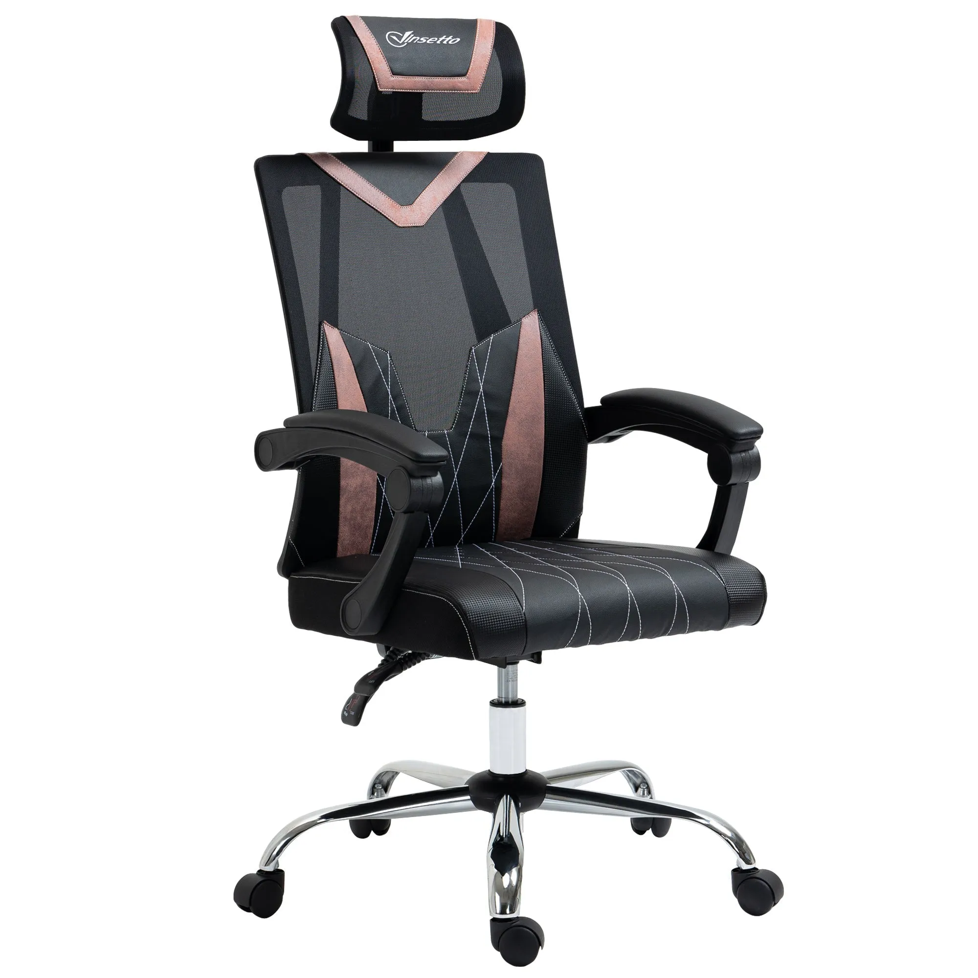 Ergonomic office chair with lumbar and cervical support, adjustable height and inclination, 58x62.5x112-120cm - black
