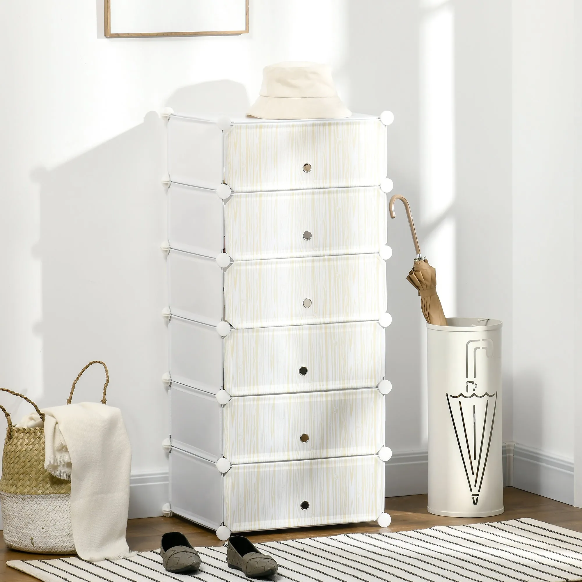 White Shoe Modular Cabinet | 6 Cubes 45x35x17cm Plastic PP and steel | 45x36.5x108cm - Image 2