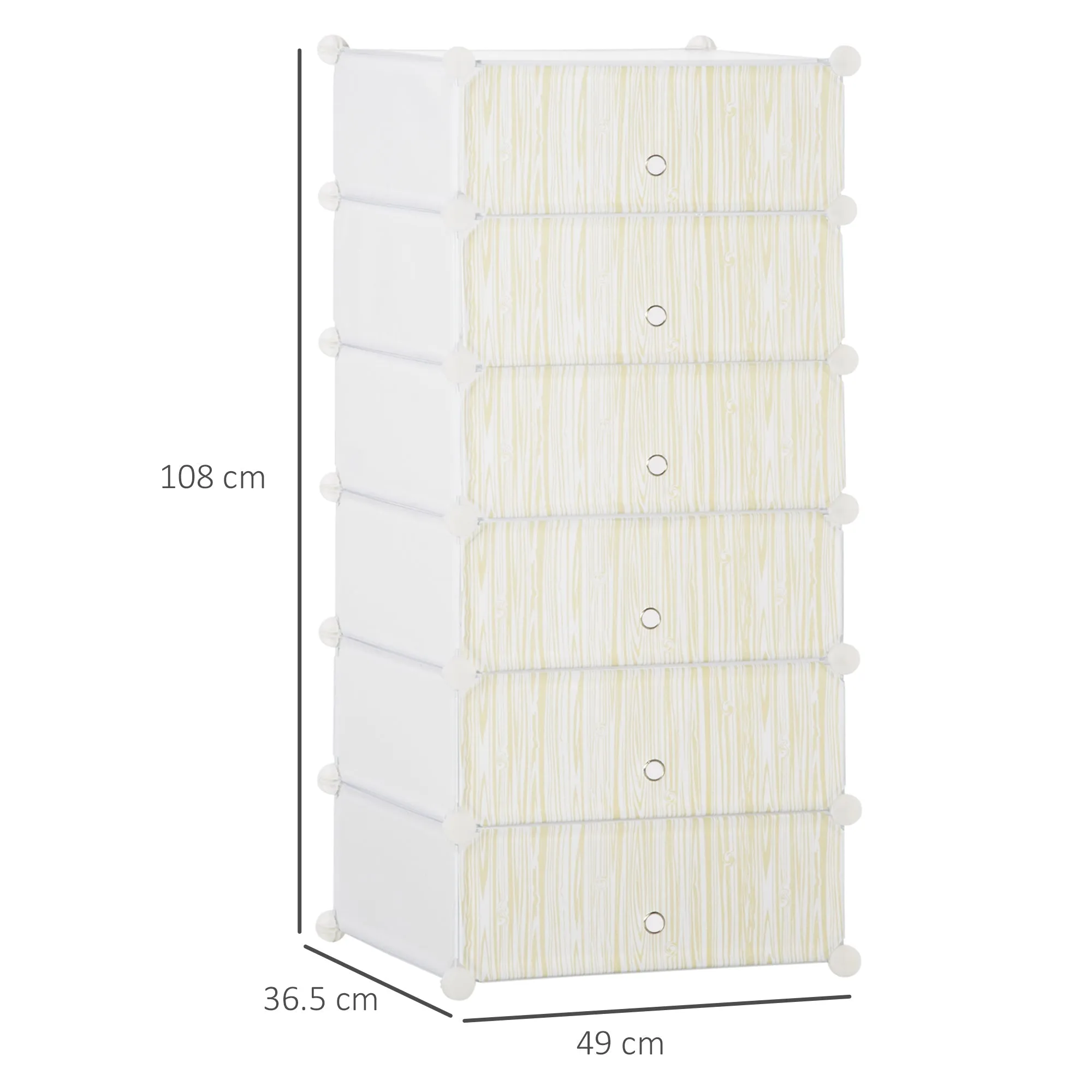 White Shoe Modular Cabinet | 6 Cubes 45x35x17cm Plastic PP and steel | 45x36.5x108cm - Image 3