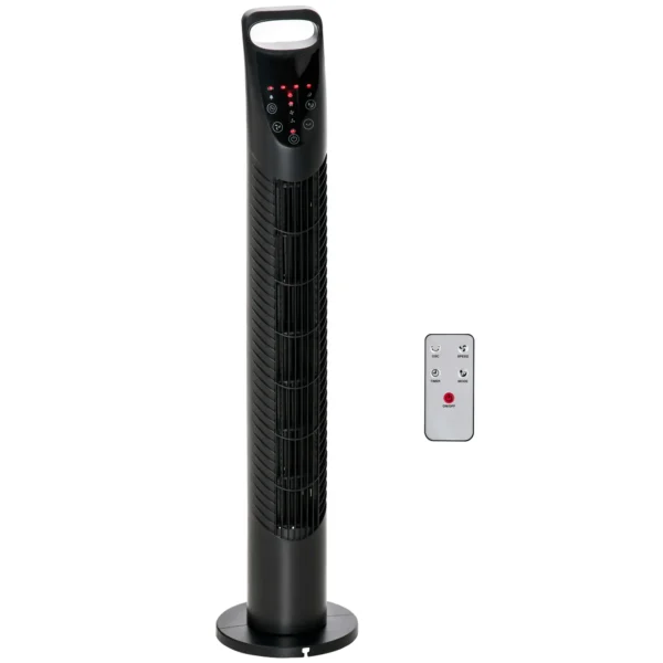 Column Fan with Remote Control up to 5m, 70° Oscillation with 3 Modes and 3 Speeds, 7.5h Timer, 40W Black, Ф18x78.5cm