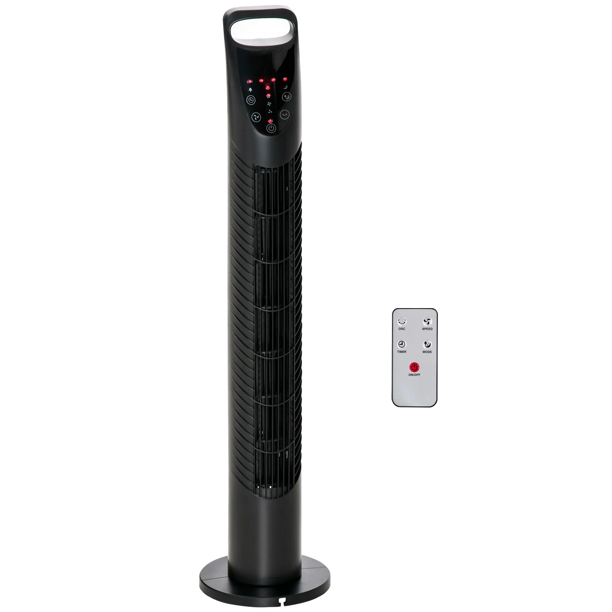 Column Fan with Remote Control up to 5m, 70° Oscillation with 3 Modes and 3 Speeds, 7.5h Timer, 40W Black, Ф18x78.5cm