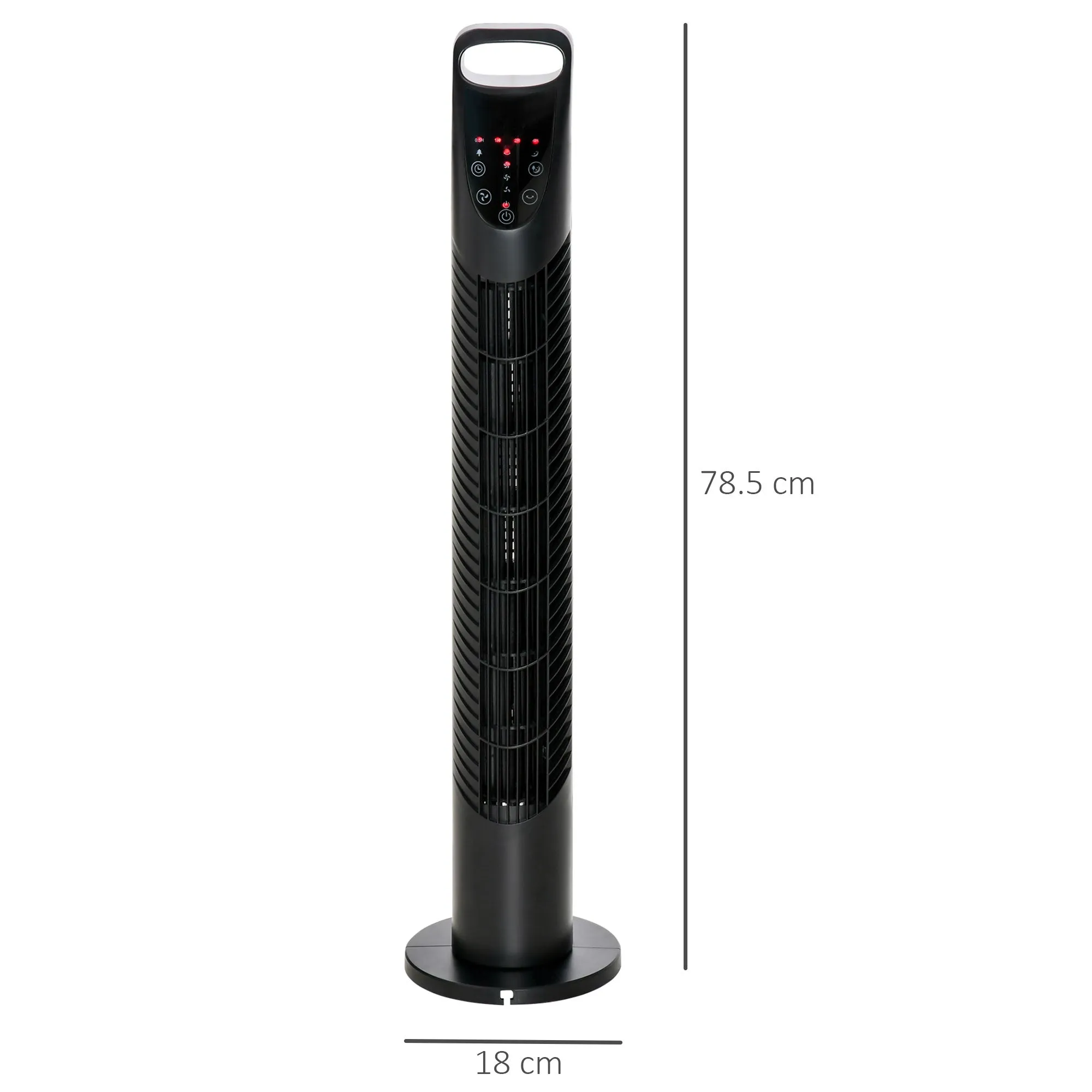 Column Fan with Remote Control up to 5m, 70° Oscillation with 3 Modes and 3 Speeds, 7.5h Timer, 40W Black, Ф18x78.5cm - Image 3