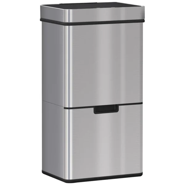 Autuminie 72L Song with Infrared sensor, 3 compartments and removable lid, steel and ABS, 42x30x81cm