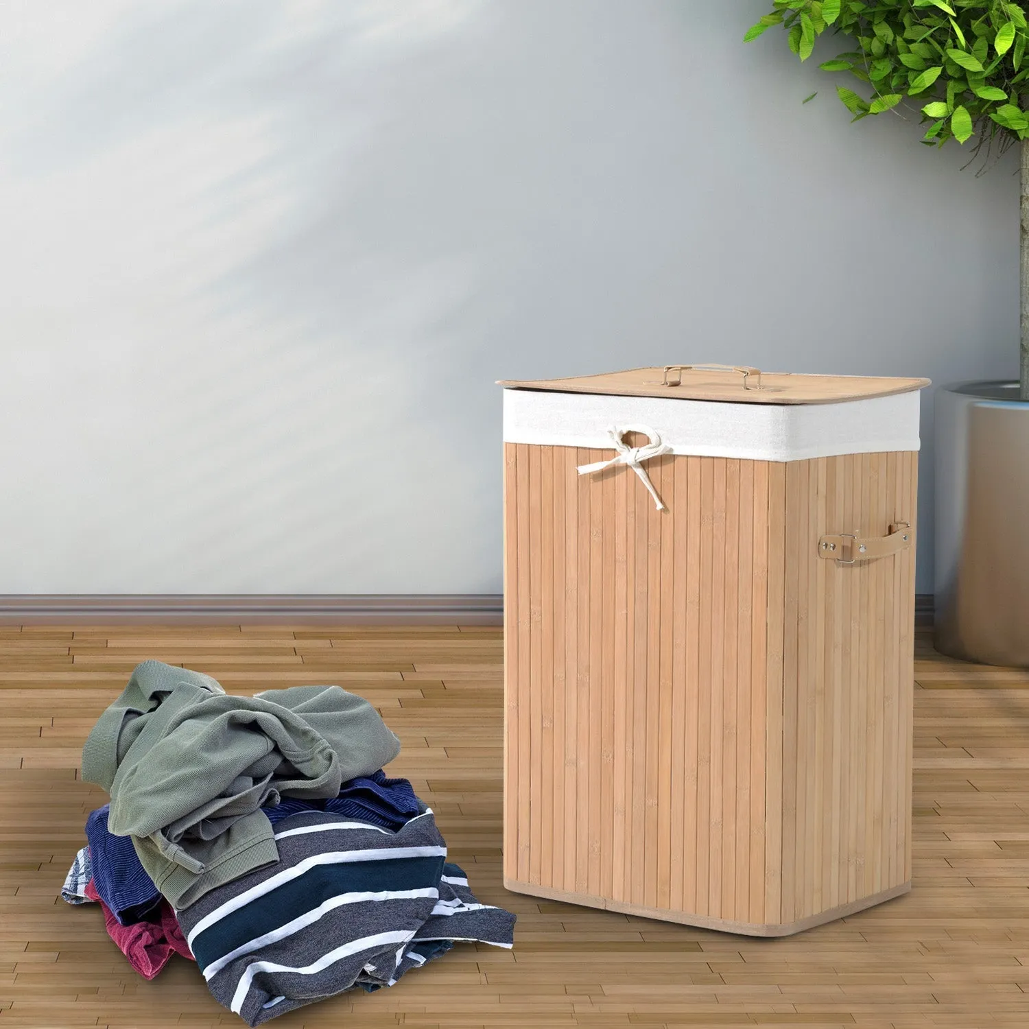 Stylish Bamboo Basket with Lid, Removable Cover, and Lining - 40x30x60cm - Image 2