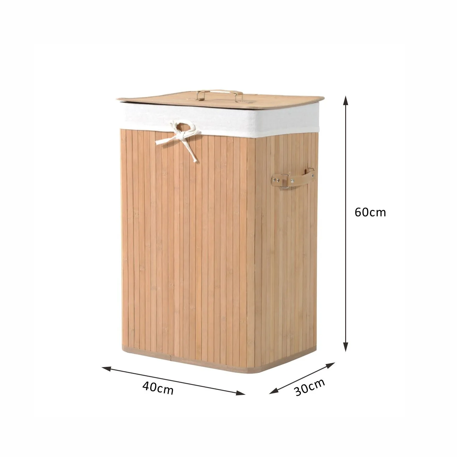 Stylish Bamboo Basket with Lid, Removable Cover, and Lining - 40x30x60cm - Image 3