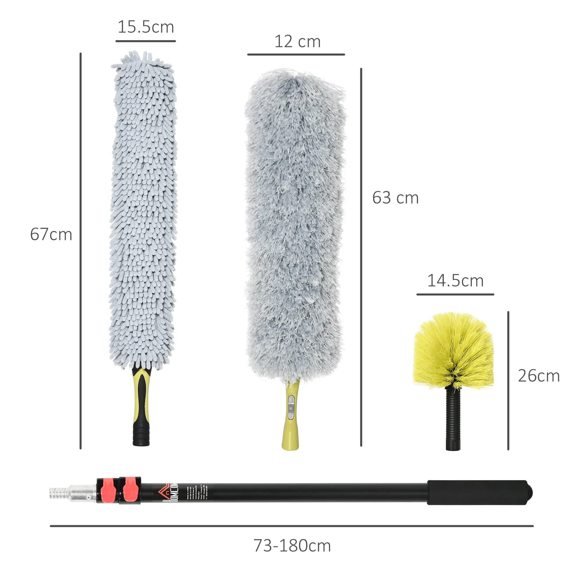 Home Cleaning Kit with Rod, Cobweb Duster, Microfiber Duster and Fan Duster - Image 3