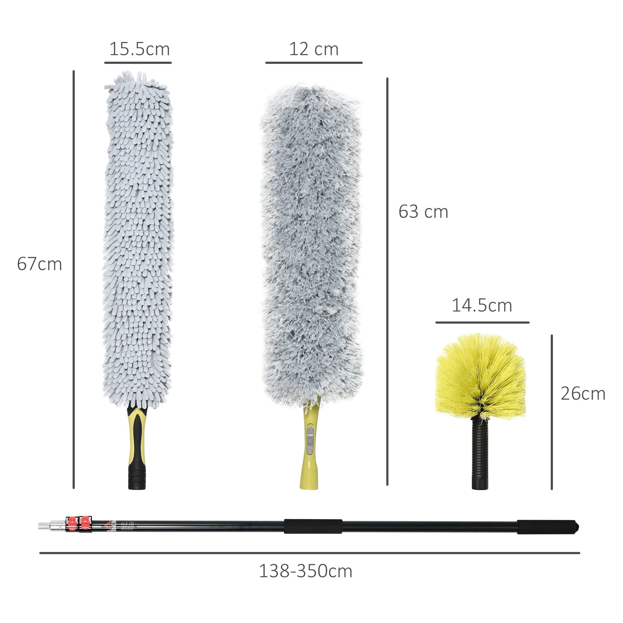 Home and Office Cleaning Kit with Rod, Cobweb Duster, Microfiber Duster and Fan Duster - Image 3