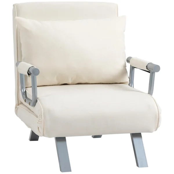 Armchair 2 in 1 Sofa Bed with 5-Position Reclining Backrest, 65×69×82cm, Beige