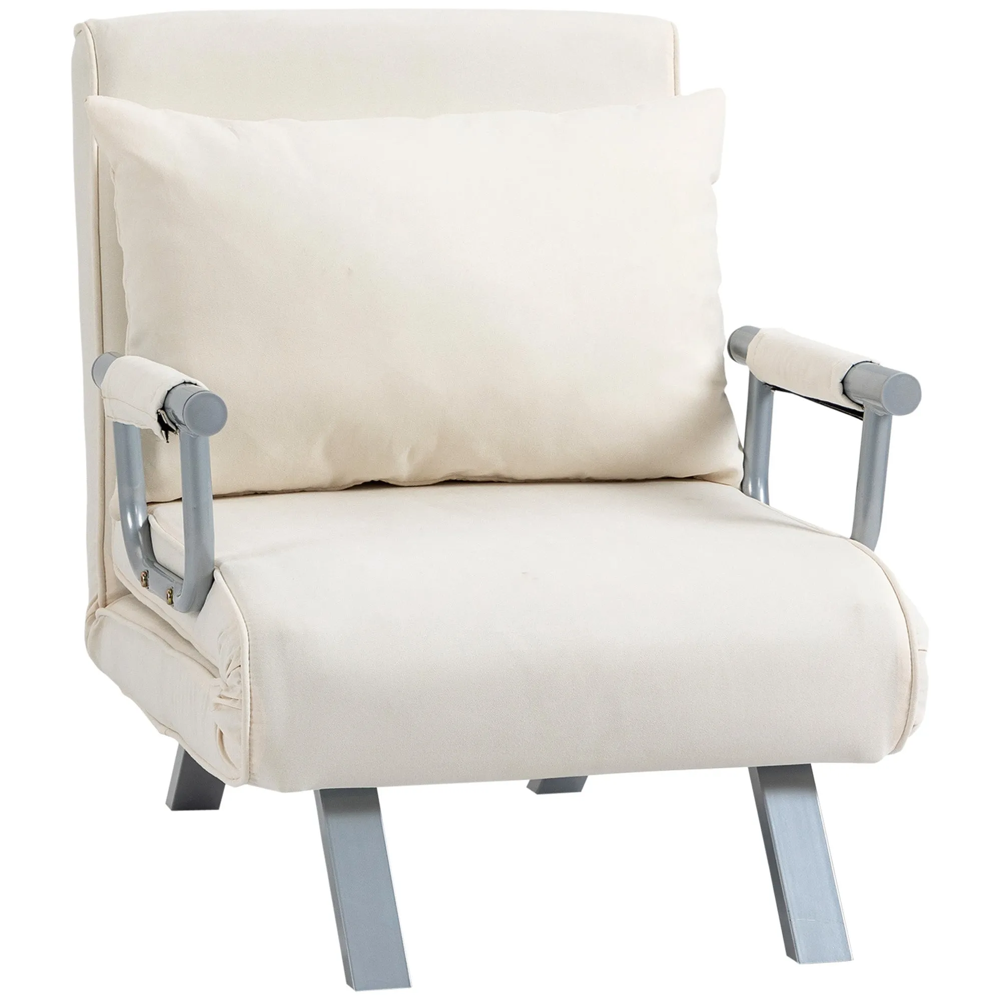 Armchair 2 in 1 Sofa Bed with 5-Position Reclining Backrest, 65×69×82cm, Beige