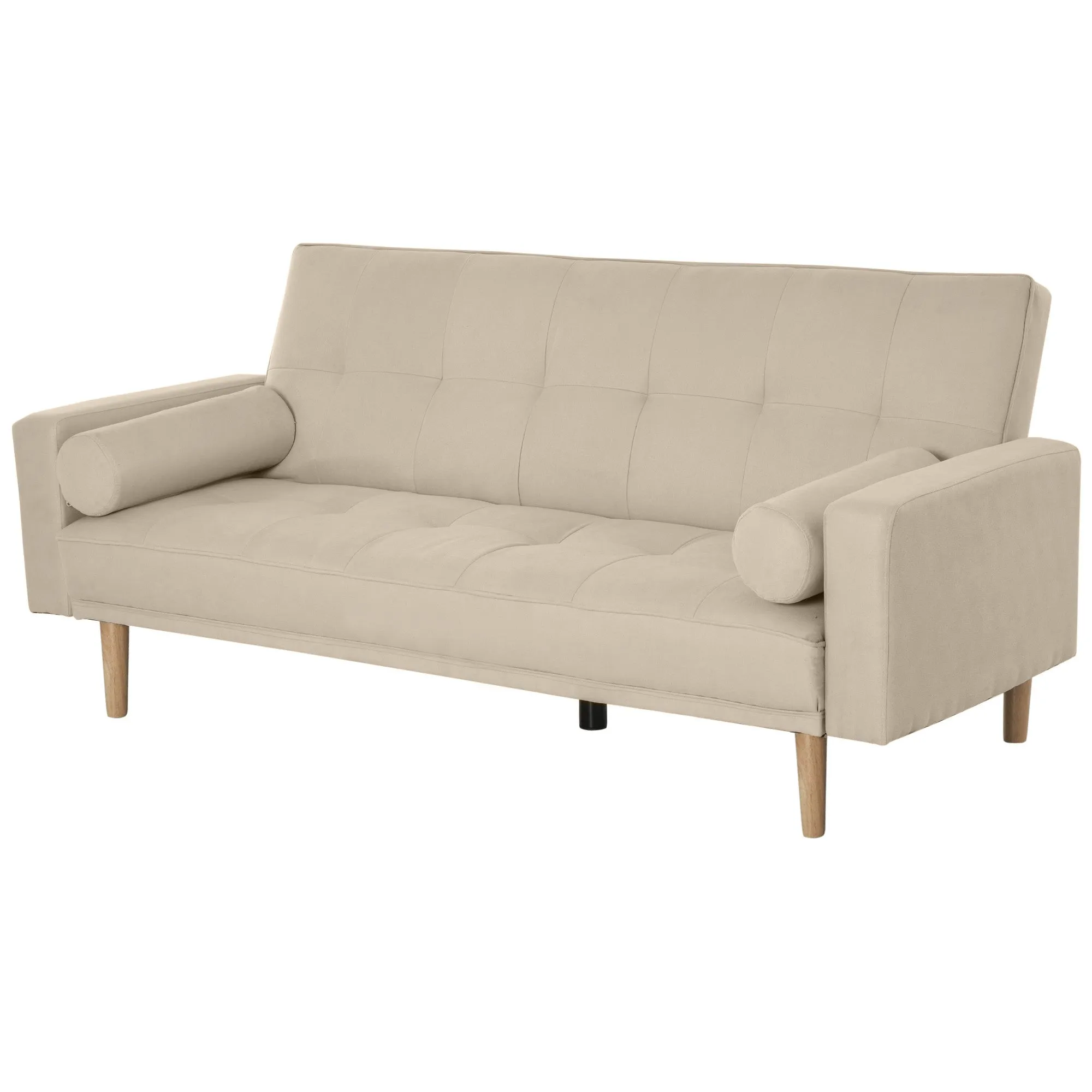 Sofa bed 3 seats with adjustable backrest on 3 beige levels