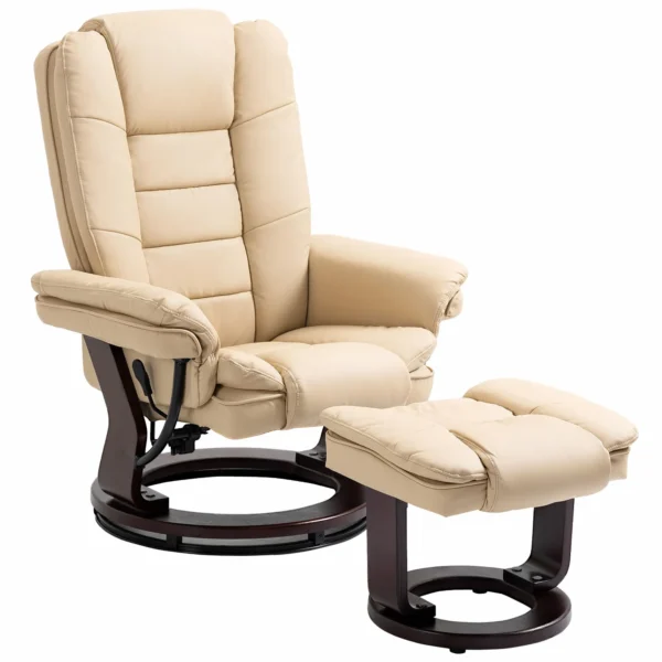 LIMO | Cream Armchair with footrests | 360 ° Swivel and Reclining