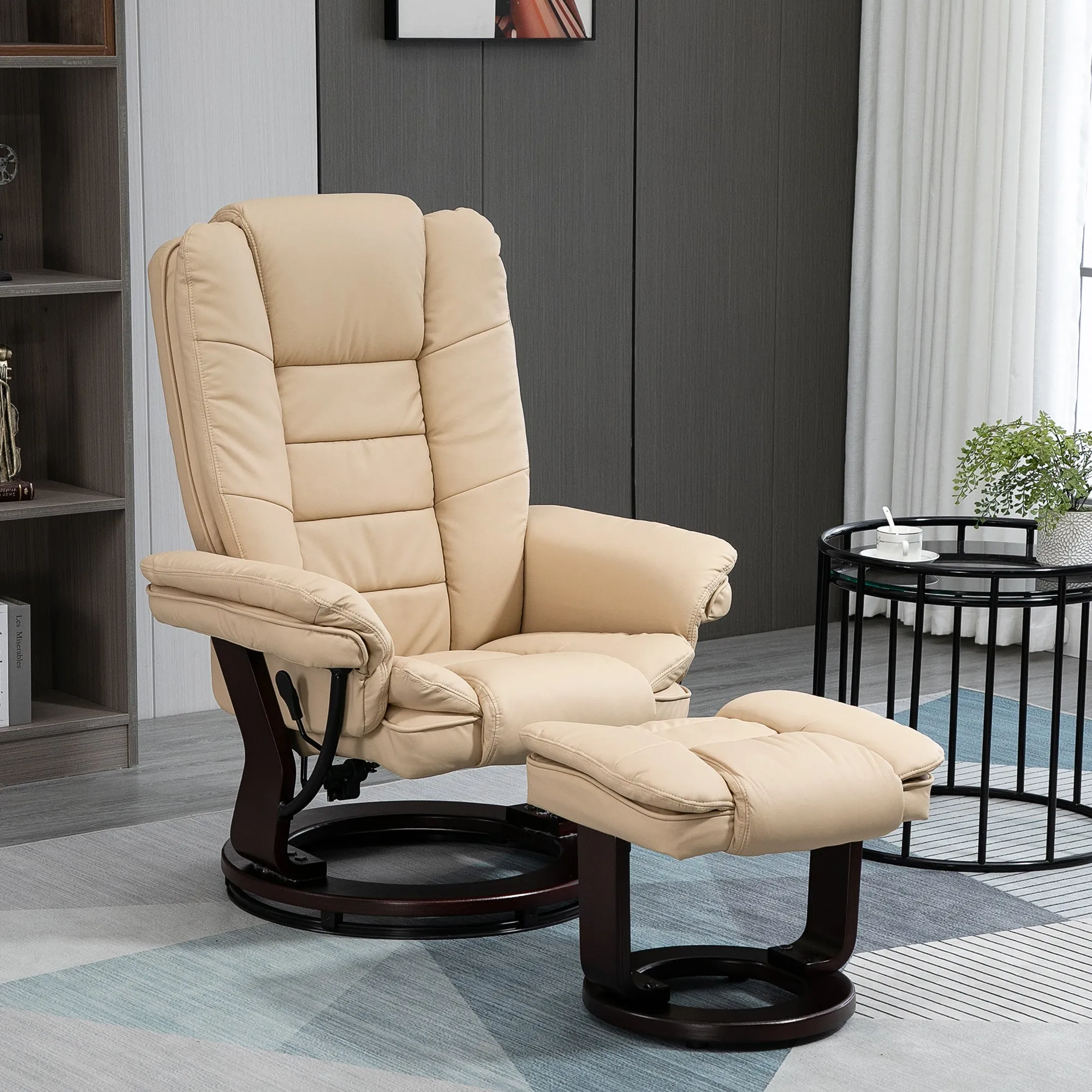 LIMO | Cream Armchair with footrests | 360 ° Swivel and Reclining - Image 2