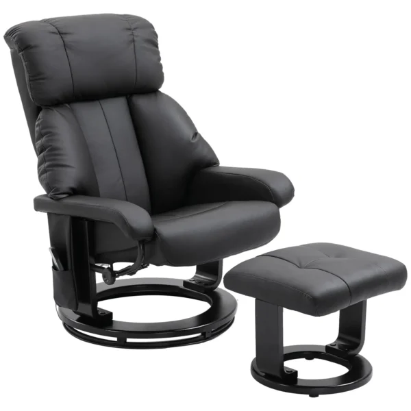 Reclining Massage Relax Chair with Pouf Footrest and Remote Control, 76x80x102 cm Black