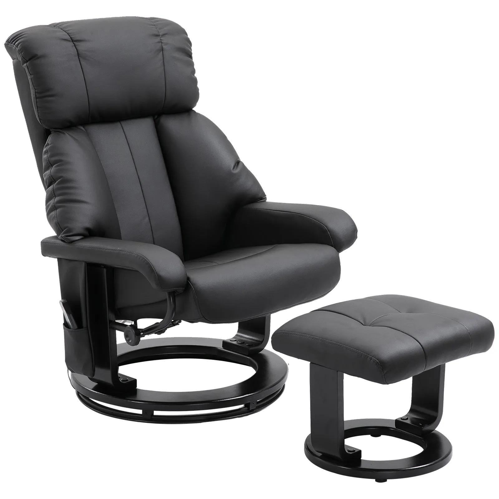 Reclining Massage Relax Chair with Pouf Footrest and Remote Control, 76x80x102 cm Black