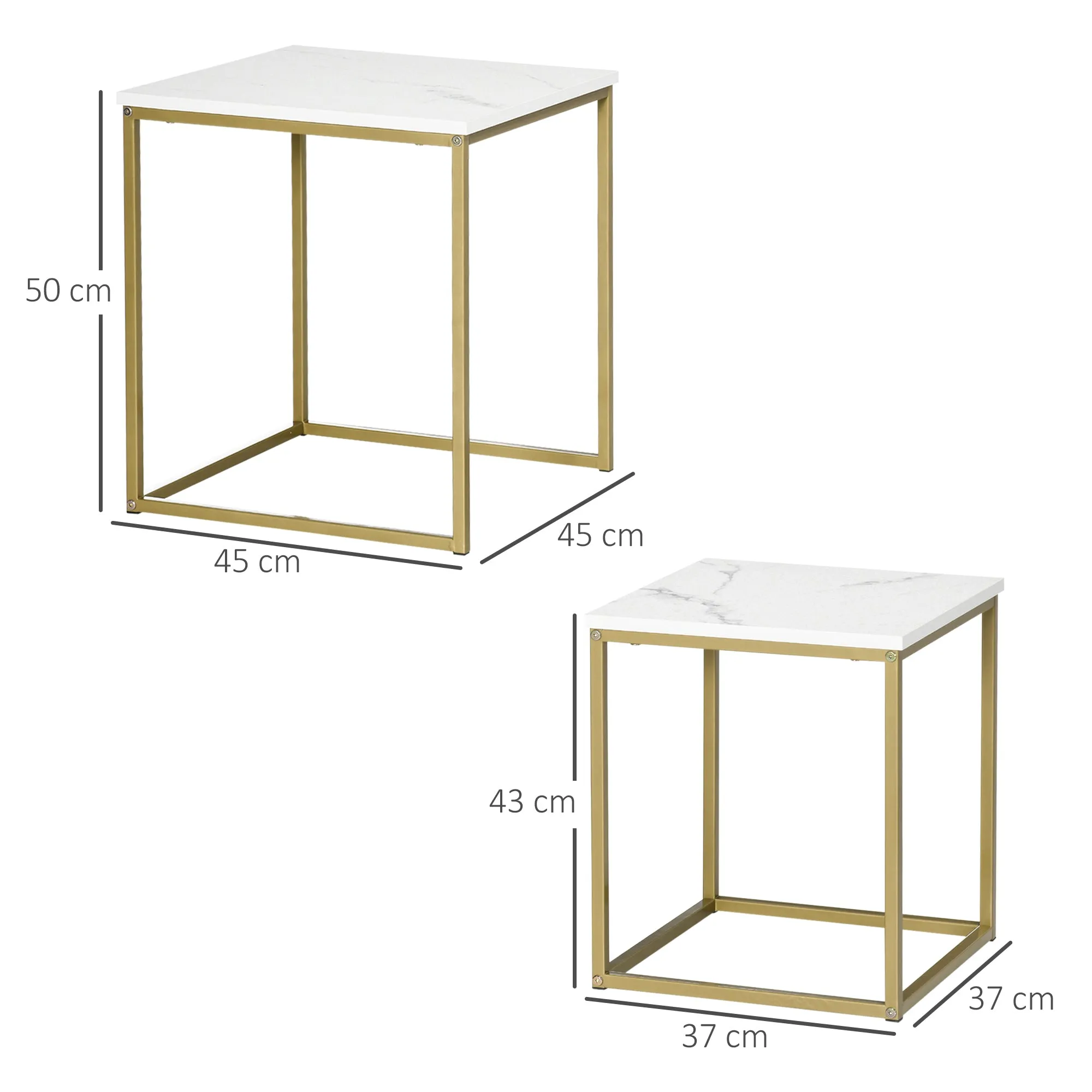CUBE | White and Gold Marble Set of 2 Living room / Coffee Table - Image 3