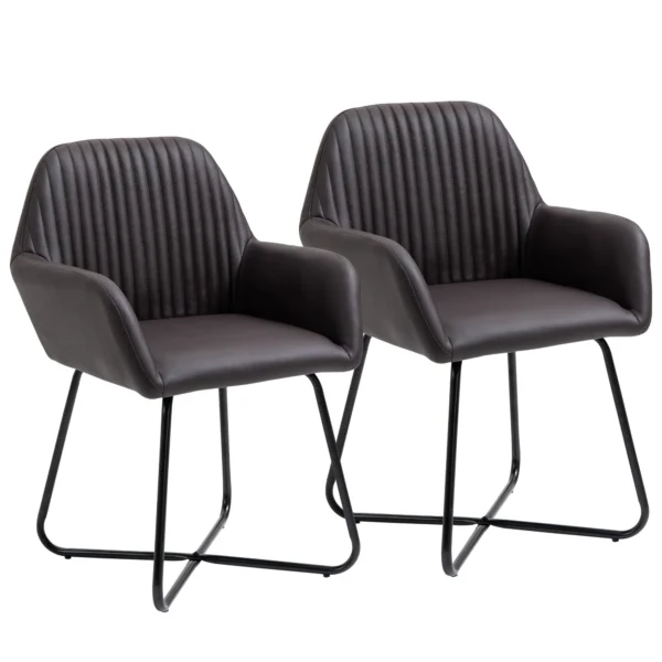 Set 2 Modern Chairs For Dining Room, Kitchen or Living Room, Padded Chairs in Brown 60x56.5x85cm