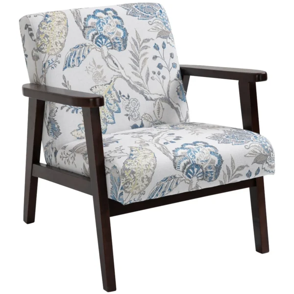 Seat for Living Room Padded armchair with wooden armrests and fabric