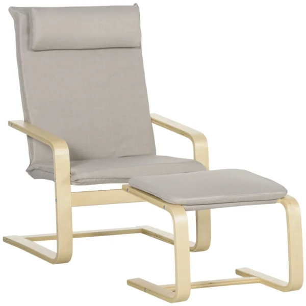 RELAXATION ARMS WITH PUUF PUGGESDI, WOOD ARMS AND LINE EFFECT WINE WITH POGGATEEST CUSCHE, 67X69X100CM, Grey