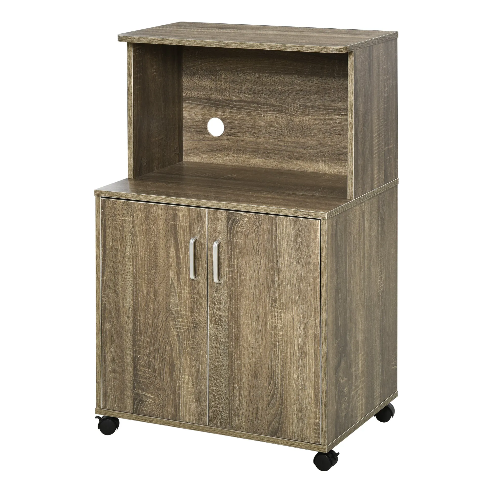 Miglio Multiuse kitchen with 4 wheels, locker and microwave shelf, 60.4x40.3x97cm - wood