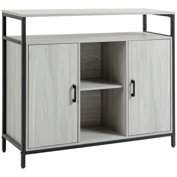 Modern wooden belief with 2 lockers and shelves, 100x34x87.2cm, light Grey