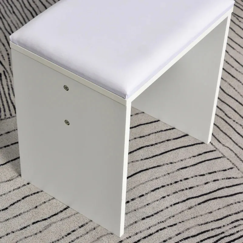 Hollywood Vanity Mirror with 12 LED Lights and White Wooden Stool - Image 3