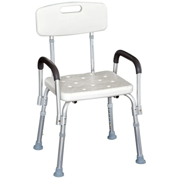 shower chair and bathtub with armrests and adjustable height
