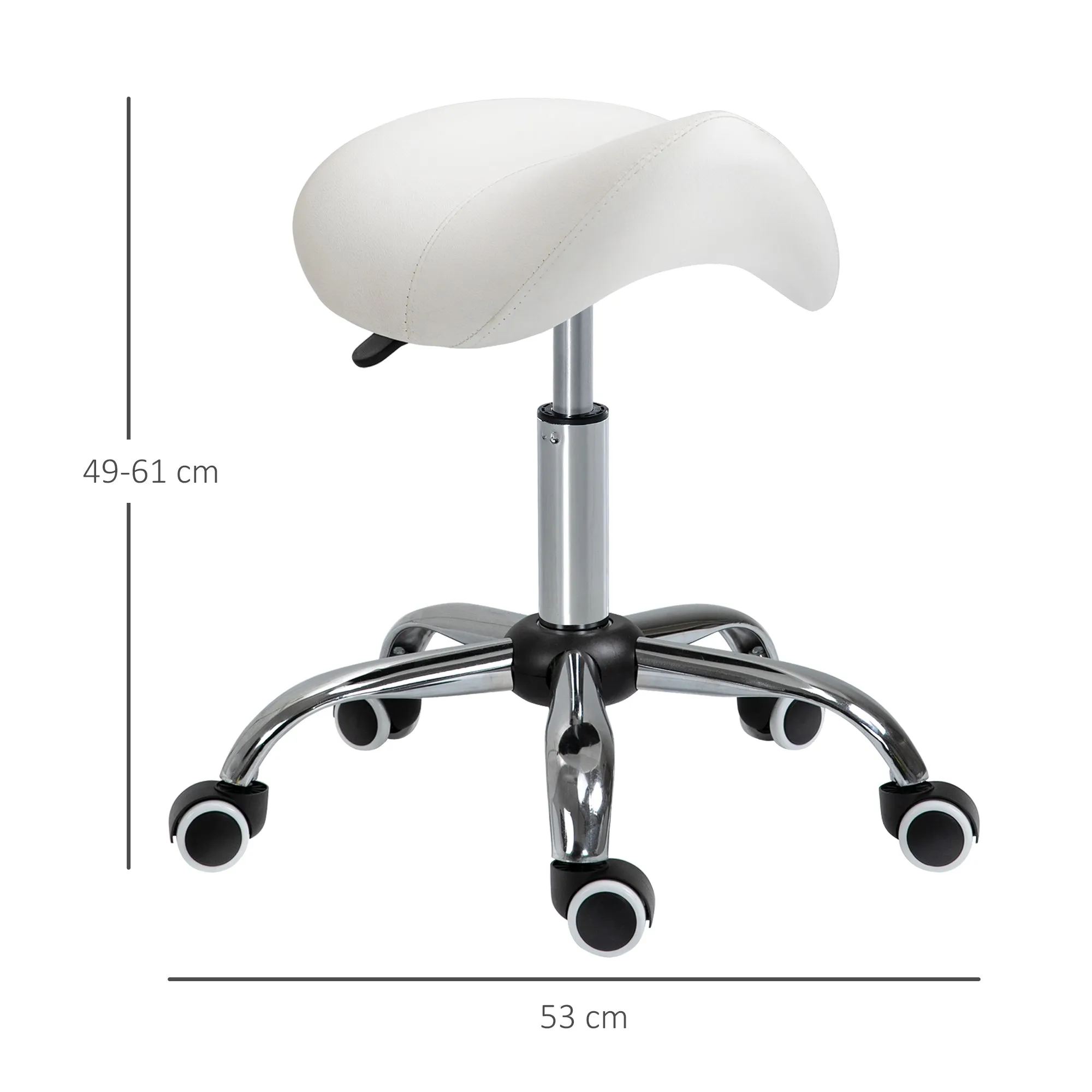 Stool for Beautician Hairdresser Happy Seat Sella 52 × 53 × 49-61cm cream - Image 3