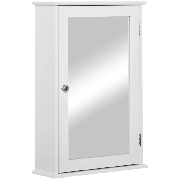 Kleankin Bathroom cabinet wall unit with mirror and magnetic closing door, 41x14x60cm - white