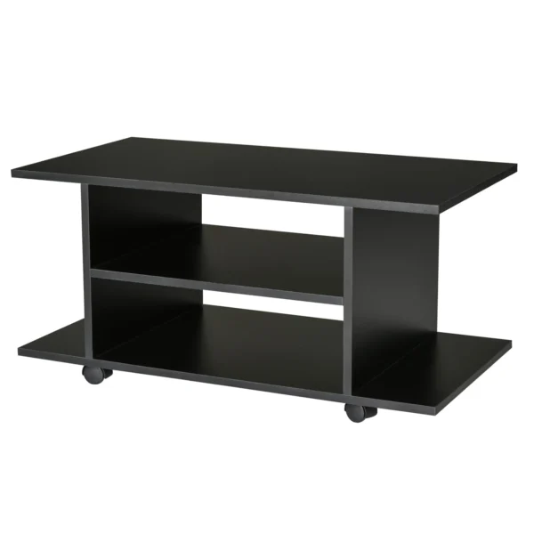 Mobile Wooden TV Door with wheels, black, 80x40x40cm