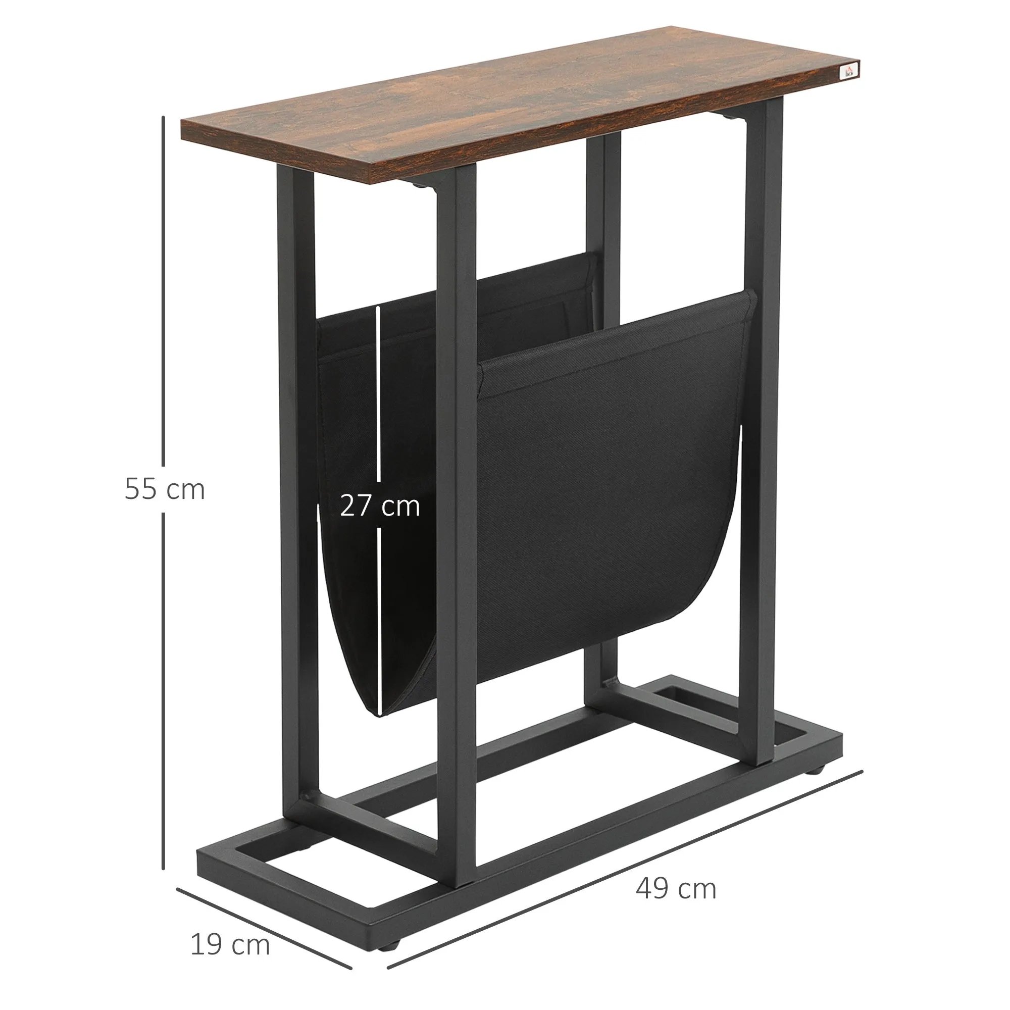 Chipboard and Steel Coffee Table with Oxford Fabric Storage Bag, 49x19x55 cm, Brown and Black - Image 3