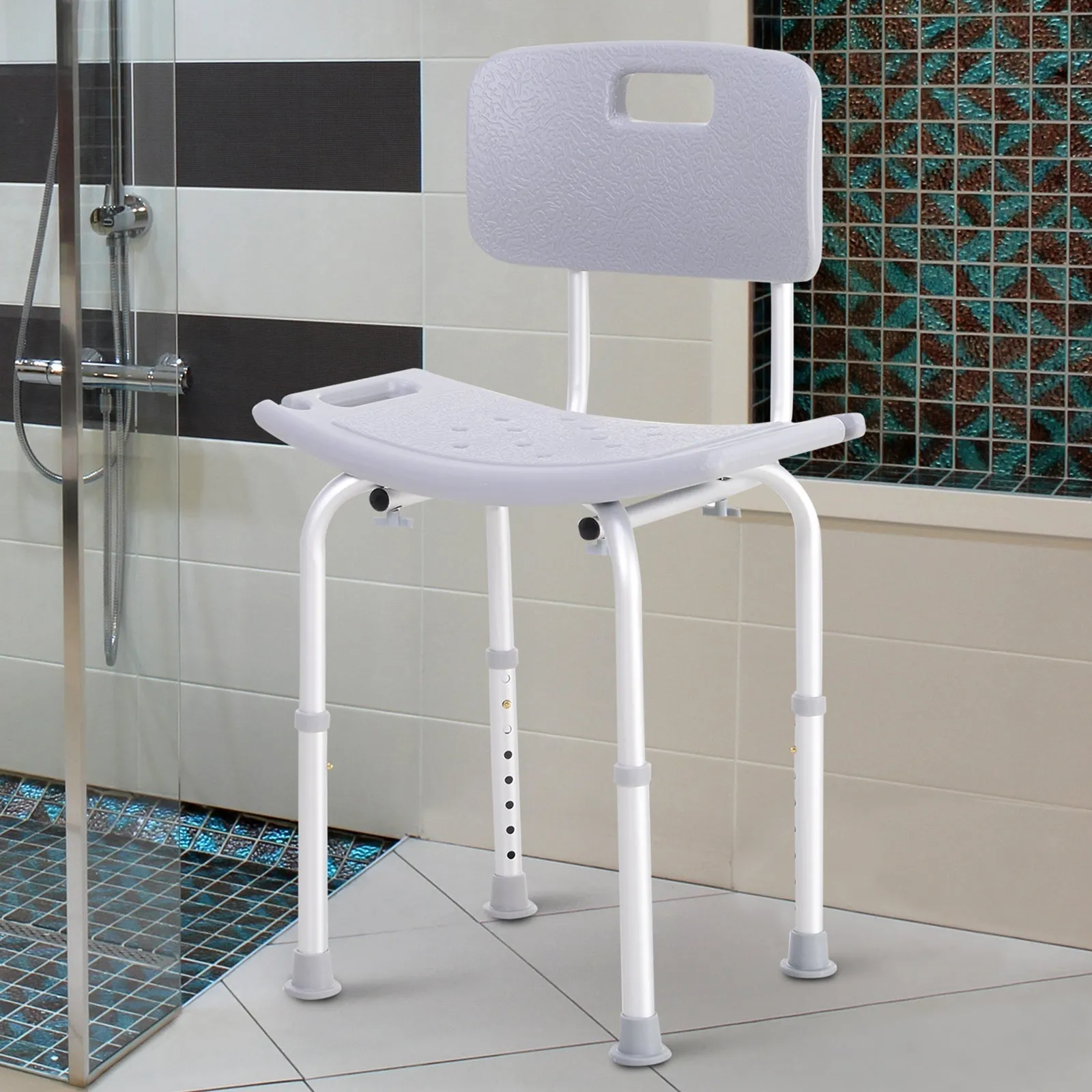 Aluminum shower chair and plastic adjustable height 8 levels - Image 2