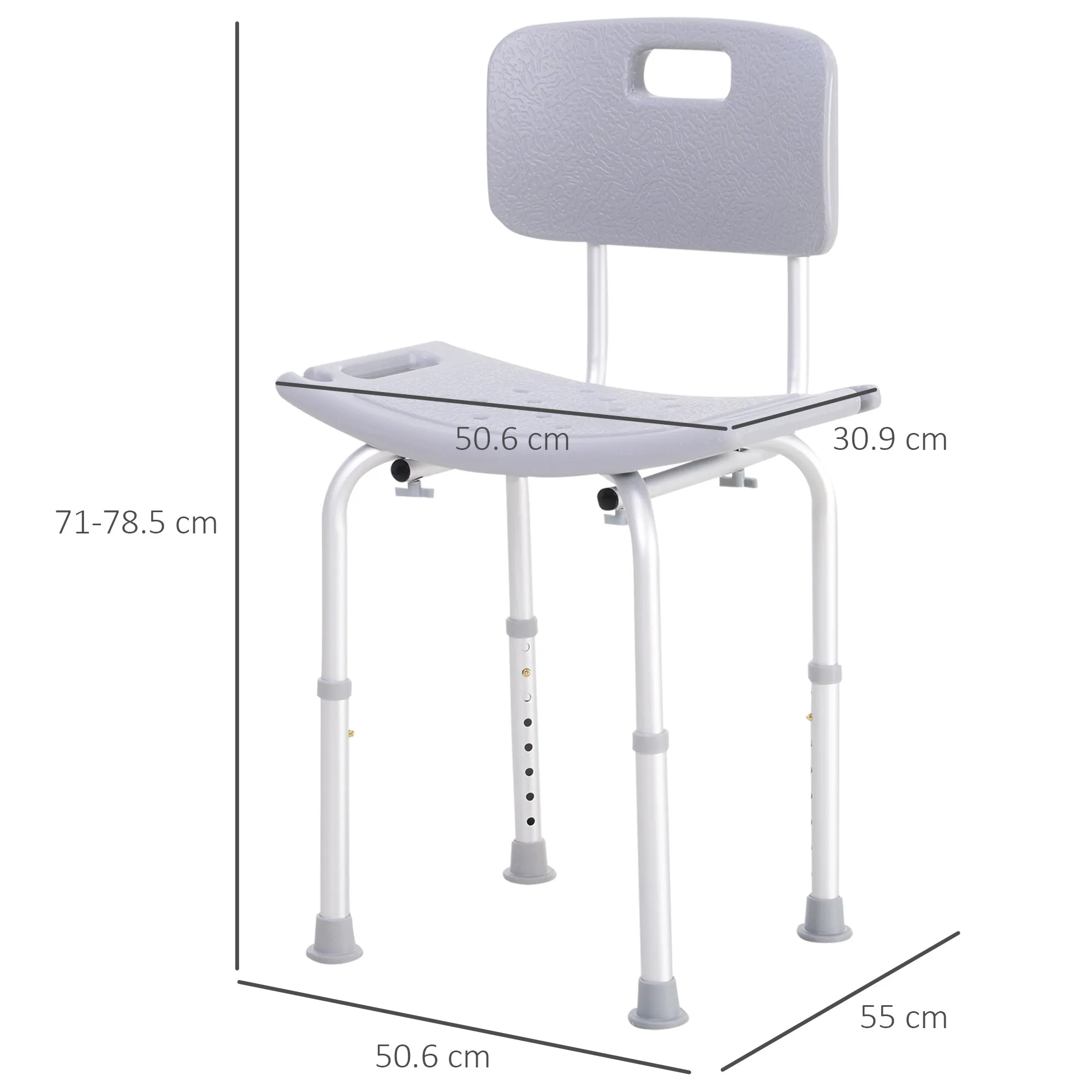 Aluminum shower chair and plastic adjustable height 8 levels - Image 3