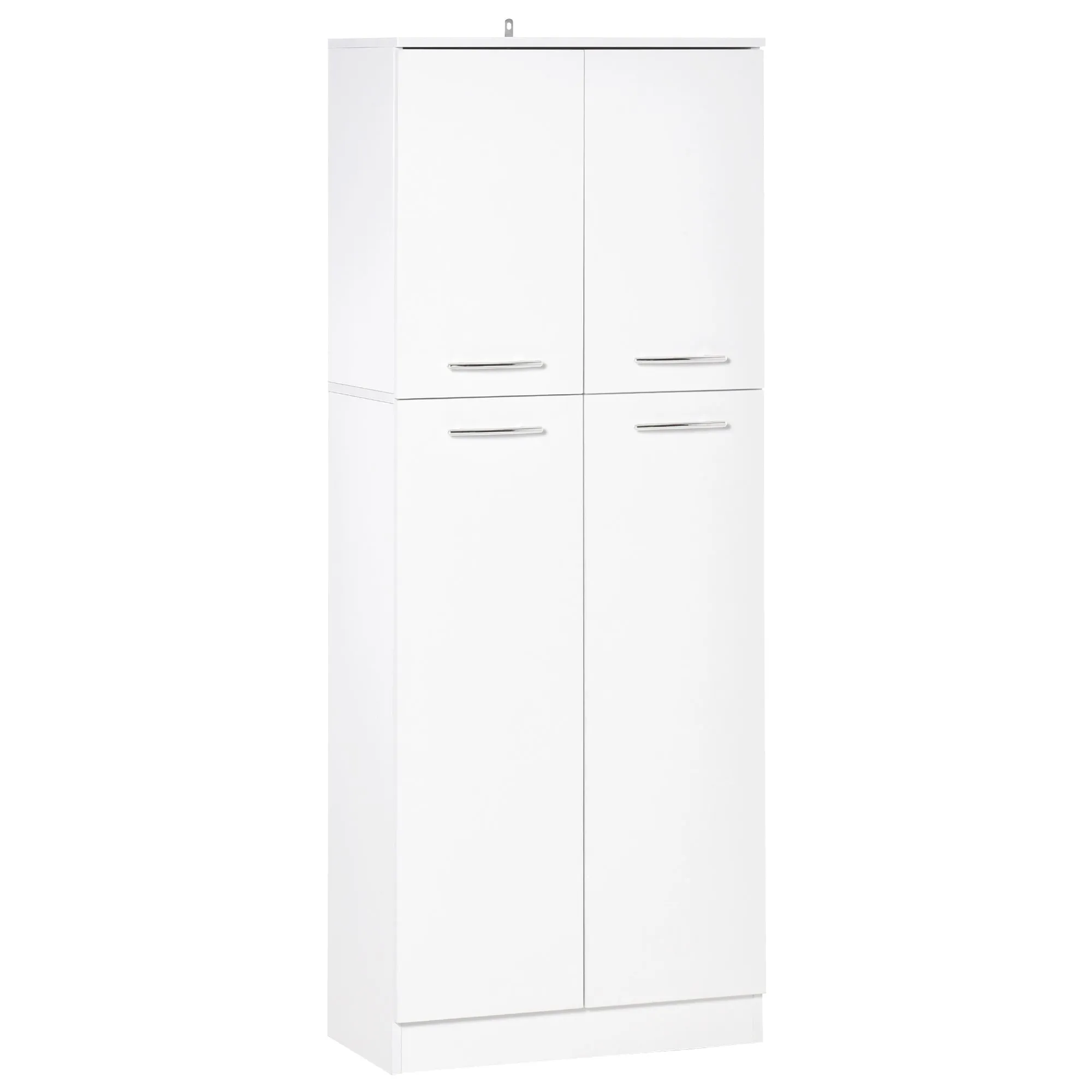 Multipurpose Pantry Cabinet with 2 Cabinets and Adjustable Shelves, MDF, 59x31x155cm, White