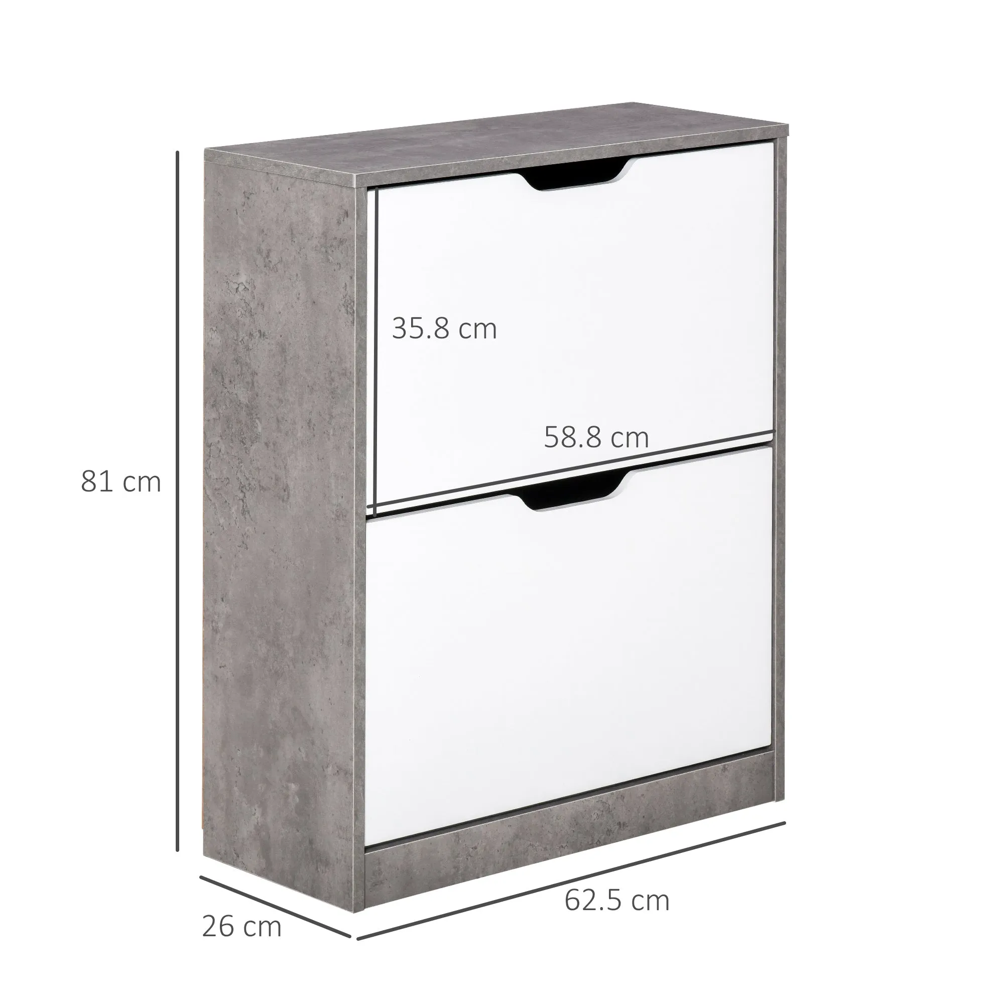 Mobile Mobile SCANDIER WITH 2 ATHI for 8 pairs of shoes, Modern Grey and White Furniture, 62.5x24x81cm - Image 3