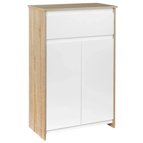 Multipurpose Bathroom Cabinet, Bathroom Cabinet with Cabinet and Drawer, Space Saving, Wood and White Color 60x30x90cm