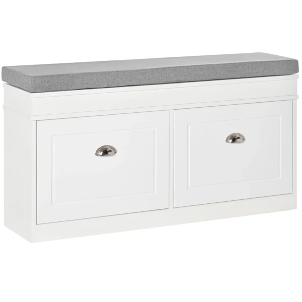 Belga Scarpage Wooden Wooden Wooden, 2 drawers and adjustable shelf 104x24x55cm, White