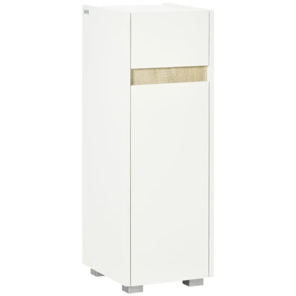 Bathroom Cabinet with Drawer and Cabinet with Adjustable Wooden Shelf 30x33x88cm, White