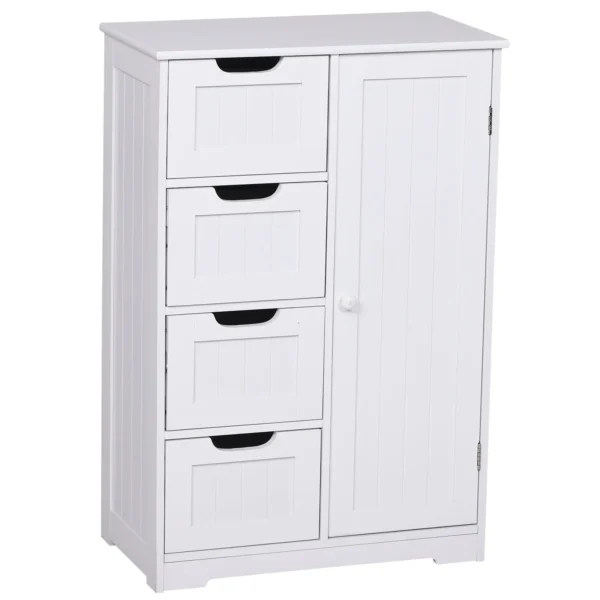 Kleankin Bathroom cabinet with door and white drawers 56 x 30 x 83cm