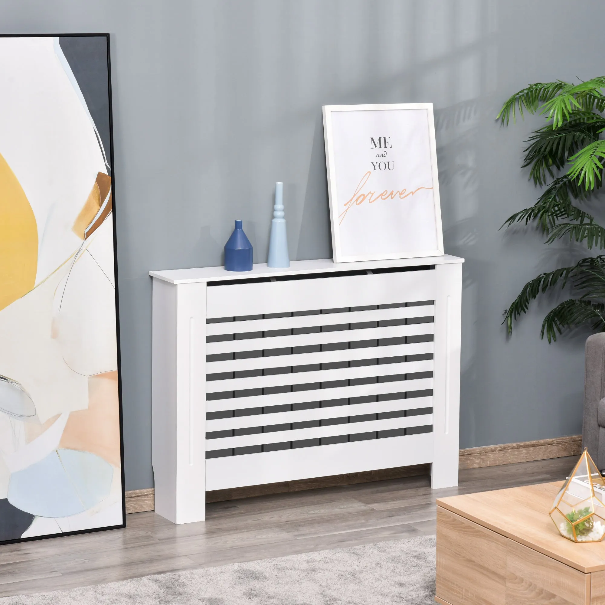 Coverterothermaphone in white wood with slat structure 112x19x81cm - Image 2