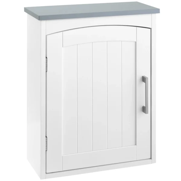Kleankin Bathroom Wall Mobile at one door with adjustable shelf, 41x18.5x52cm, white and Grey