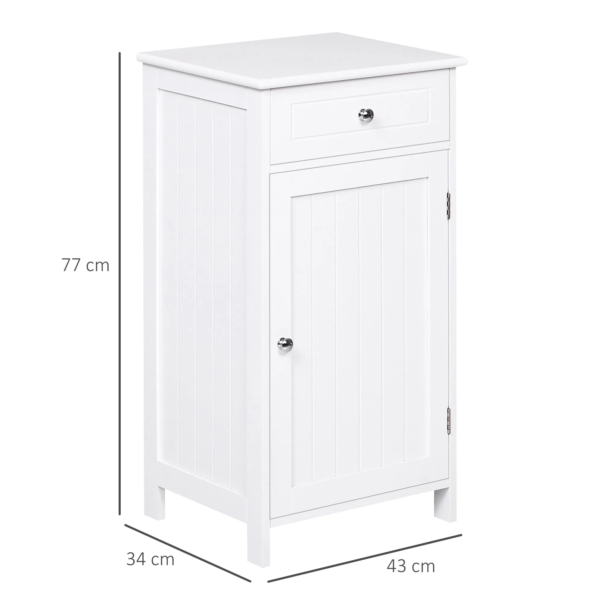 Kleankin Bathroom cabinet with door and white drawer 43 x 34 x 77cm - Image 3