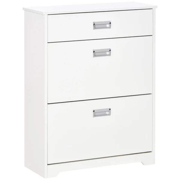 Modern Wooden Shoe, 2 drawers can contain 16 pairs of shoes 70x29x92cm, white