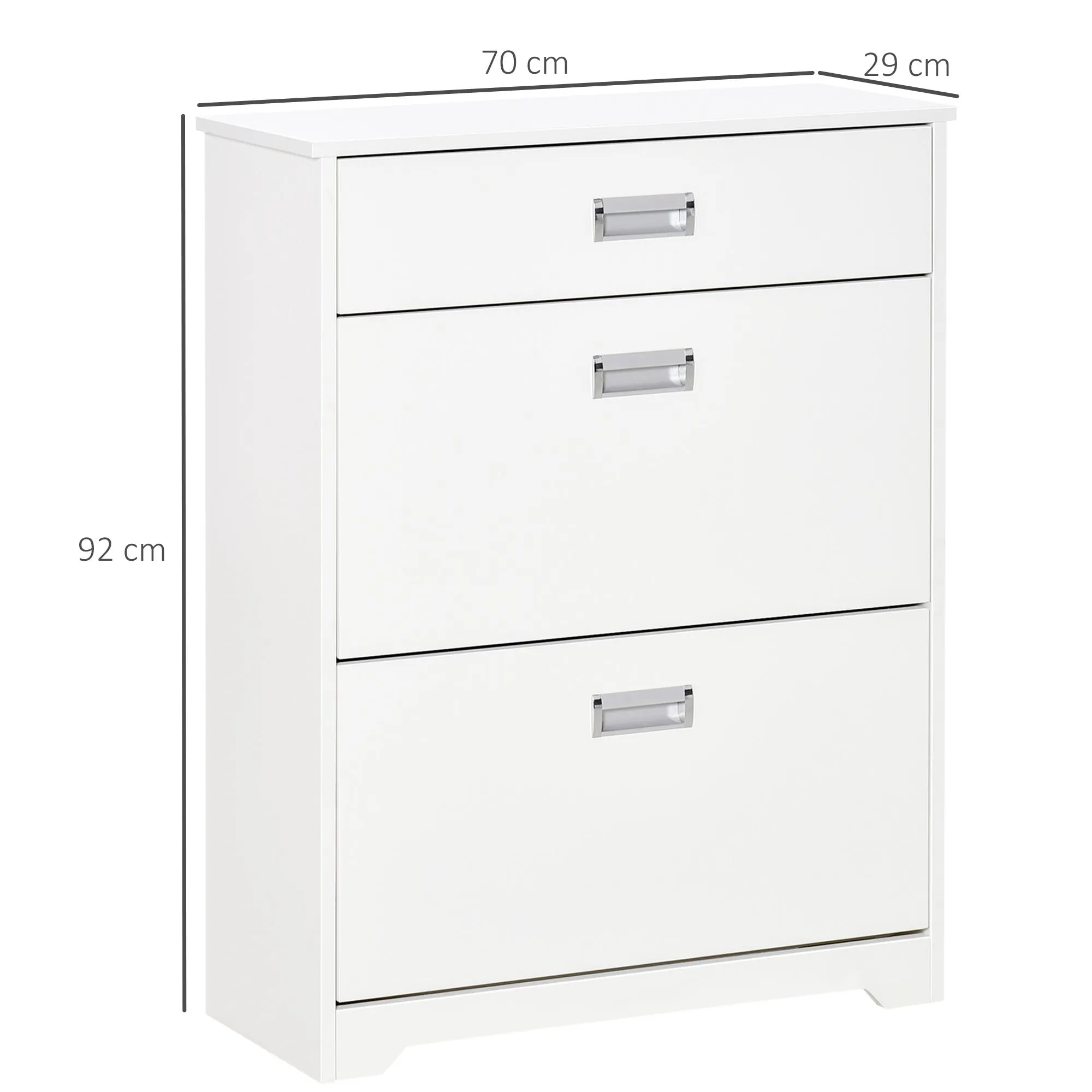 Modern Wooden Shoe, 2 drawers can contain 16 pairs of shoes 70x29x92cm, white - Image 3