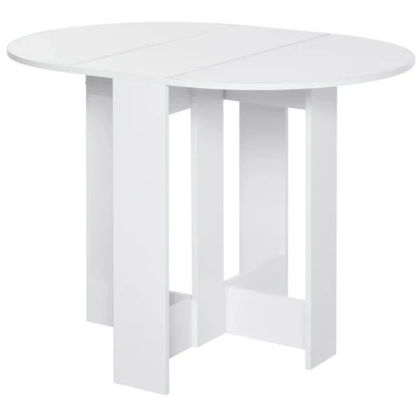 Foldable Dining Table with 2 Flaps, Extendable Wooden Dining Table Space Saving for Kitchen and Living Room, 104x76x73.7 cm, White