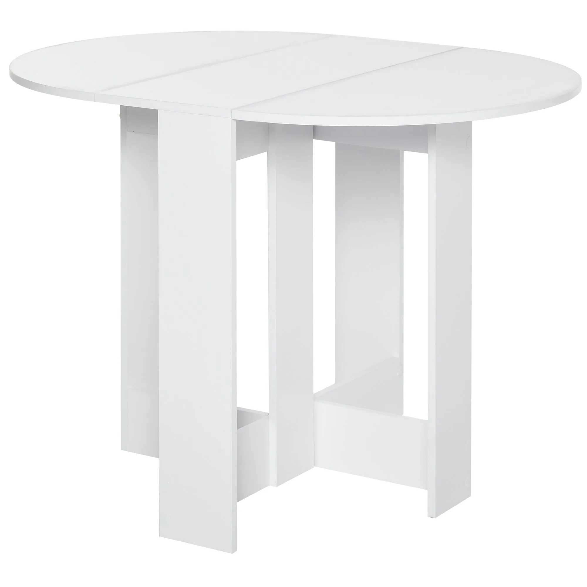 Foldable Dining Table with 2 Flaps, Extendable Wooden Dining Table Space Saving for Kitchen and Living Room, 104x76x73.7 cm, White